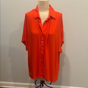 XL Hunter & Brown Red Button-Up Blouse
